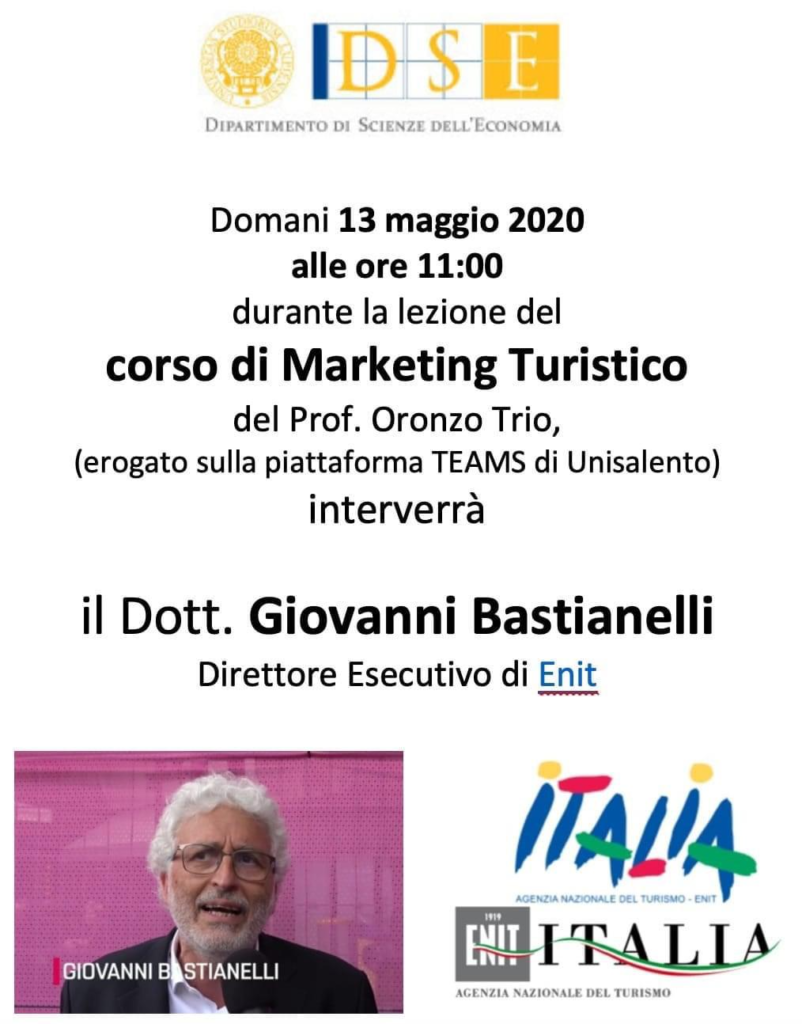 Locandina presentazione incontro Unisalento con Enit.